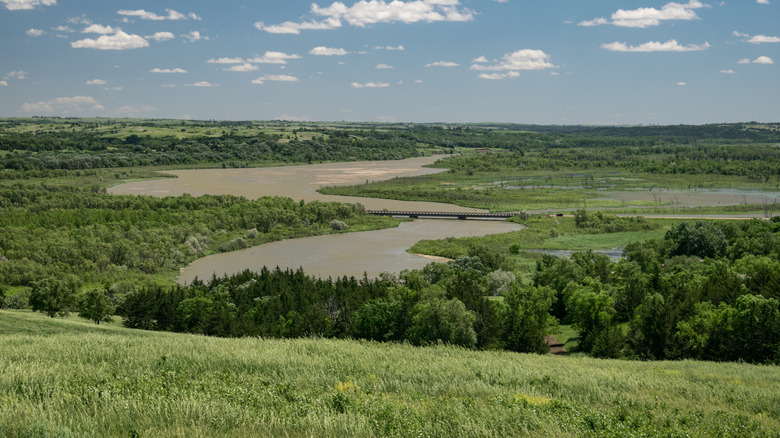 View of the Missouri River and Niobrara River in Niobrara State Park, Nebraska
