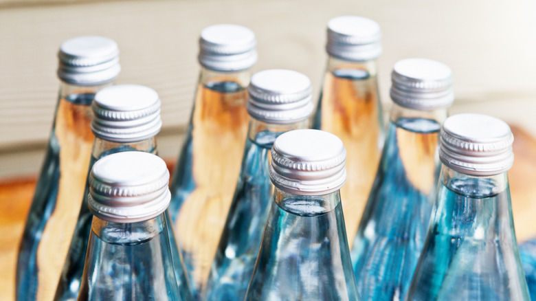 glass bottles of water