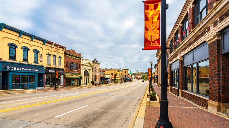 Historic downtown West Dundee in Illinois