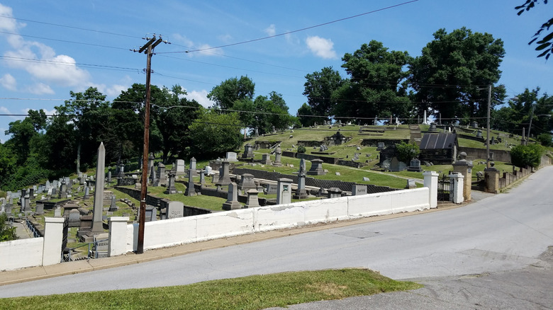 View of the Mt. Wood Cemetery from across the road in Wheeling, West Virginia