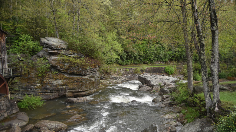The falls at Glade Creek Grist Mill Falls in Babcock State Park in West Virginia