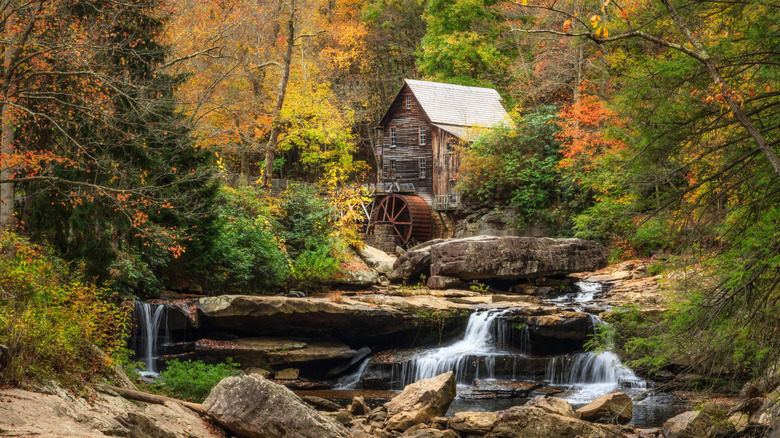 Glade Creek Grist Mill and waterfall at Babcock State Park, West Virginia