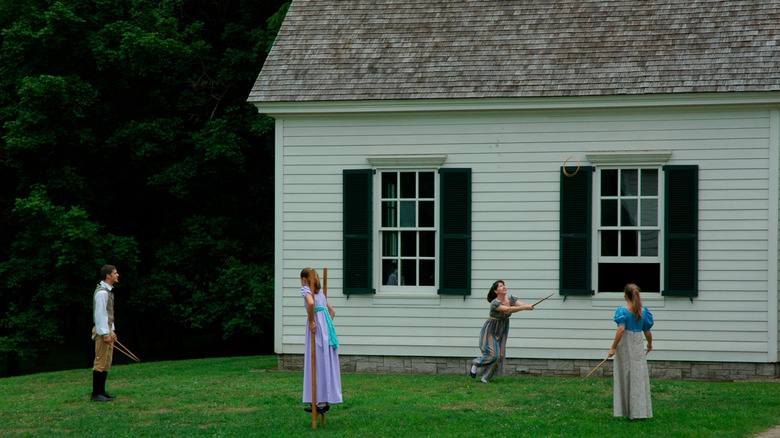 Actors dressed in 18th century clothes on Blennerhassett Island State Park