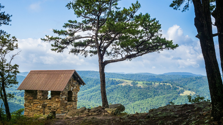 Stone shelter at Cranny Crow Overlook in Lost River State Park, West Virginia
