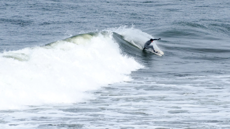 Surfer at Westhaven Beach inside Westport Light State Park, Washington