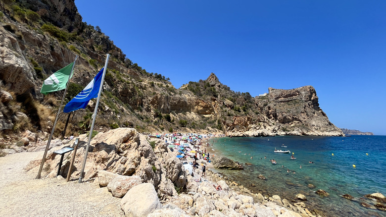 Blue Flag beach Cala Moraig in Alicante, Spain.