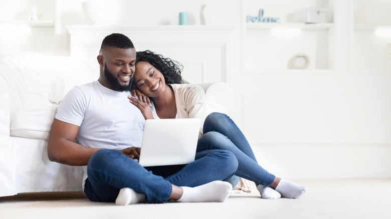 A couple planning a trip