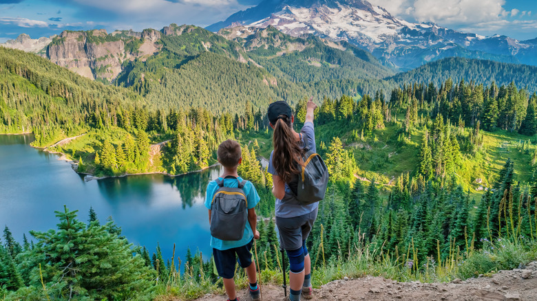 Mother and son at Mount Rainer National Park