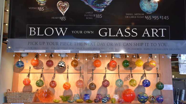 Lincoln City glass center with hand-blown glass in window