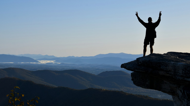 Male hiker silhouetted along Appalachian Trail
