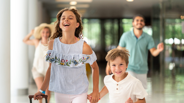 Happy family at airport