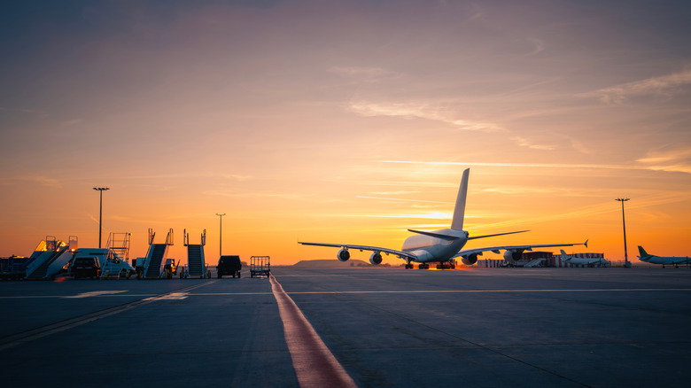 airplane waiting to take off on the runway