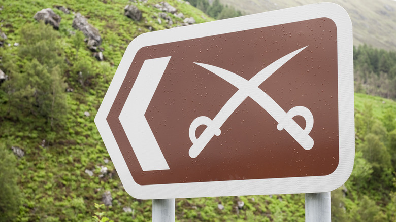 A sign indicating a battlefield in Scotland