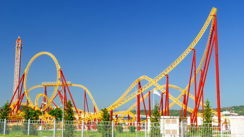 Yellow and red roller coaster