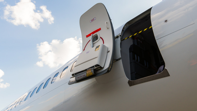 Open door on airplane