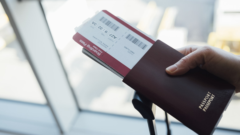 Boarding pass and passport