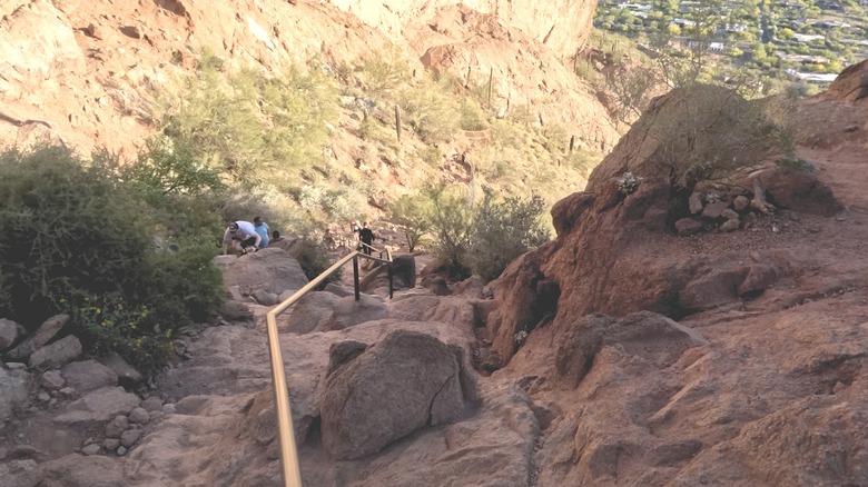 Hikers climbing Camelback Mountain in Phoenix, Arizona