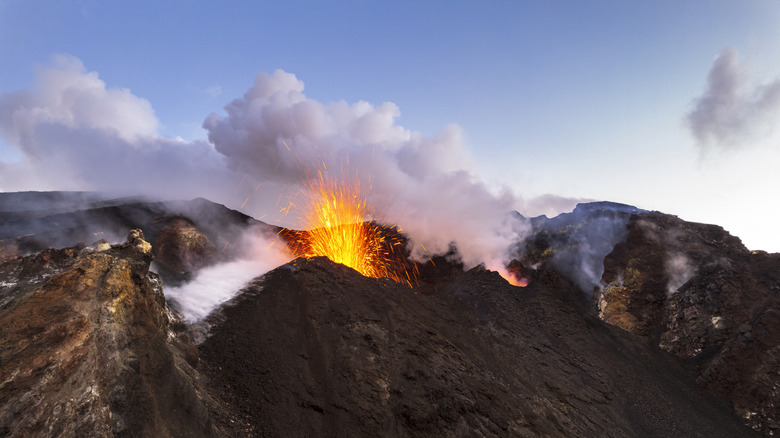 Lava erupting out of Mount Stromboli