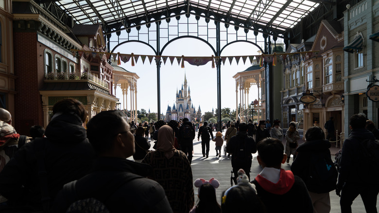 Crowds at Tokyo Disneyland magic castle