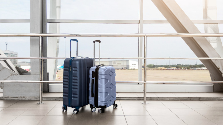 Two suitcases in an airport terminal