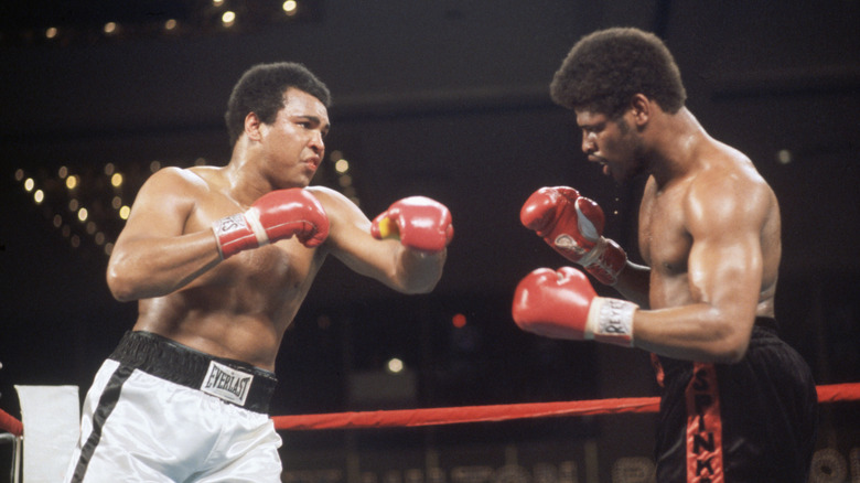 Muhammad Ali and Leon Spinks during ring action at the Las Vegas Hilton Pavilion.