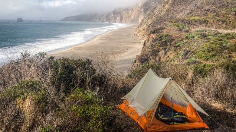 Camping tent by beach