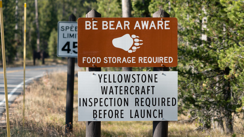"Food Storage Required" sign In Yellowstone National Park.