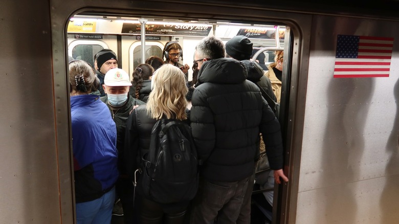 Packed nyc subway car