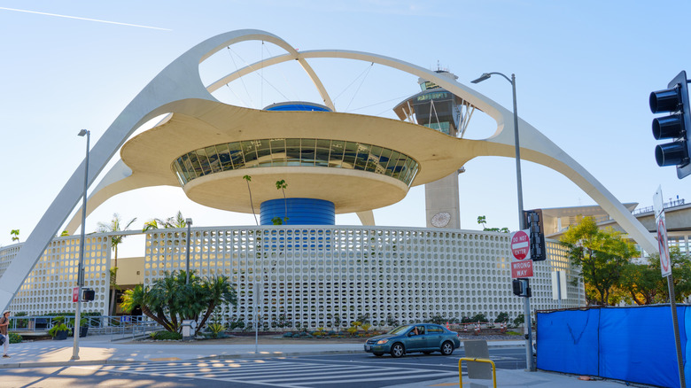 Outside the Theme Building of the Los Angeles International Airport