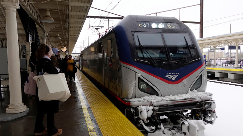 An Amtrak train in Lancaster, PA