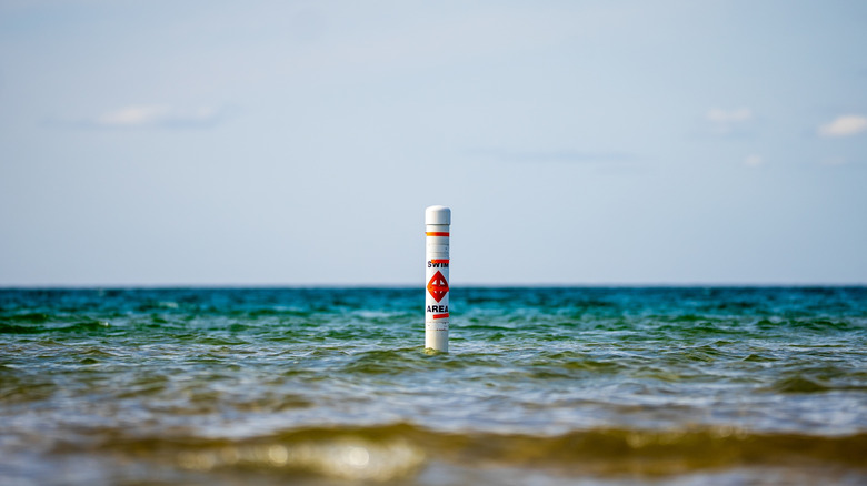 Buoy floating on Lake Michigan