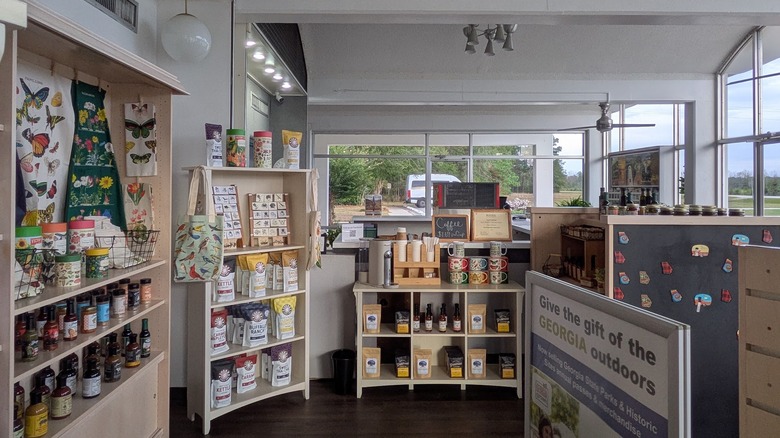 The interior of the Sylvania Welcome Center featuring a large selection of Georgia-made items