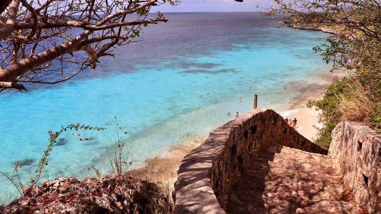 The 1000 steps diving site in Bonaire. A popular tourist place and excellent point for divers and snorkelers.