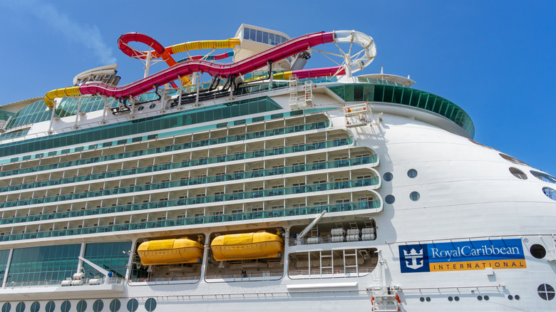 Royal Caribbean's cruise ship with winding water slide