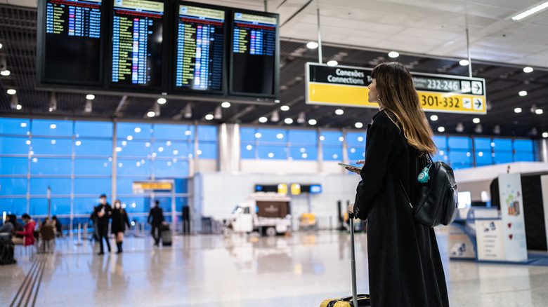 A woman at an airport