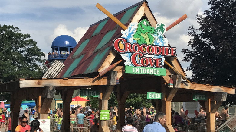 Visitors go through entrance to Crocodile Cove