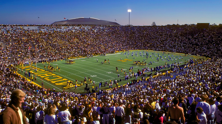 A packed college football game University of Michigan in Ann Arbor, Michigan.