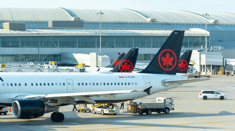 Air Canada planes parked at Toronto Airport