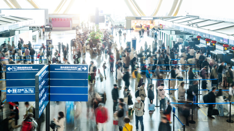 A busy airport terminal
