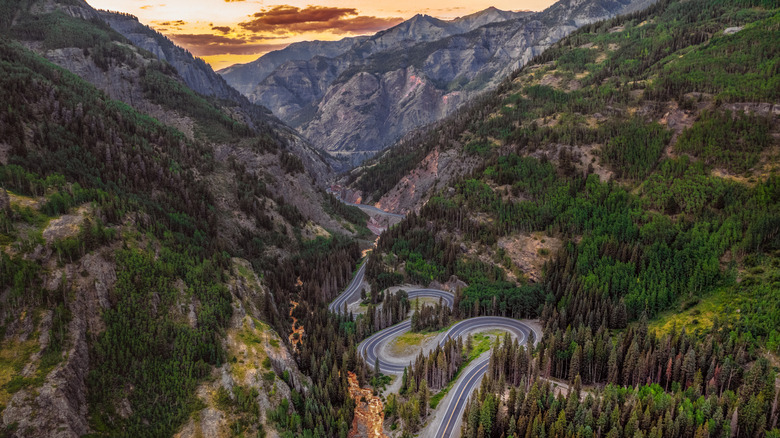 Colorado's Million Dollar Highway at sunset