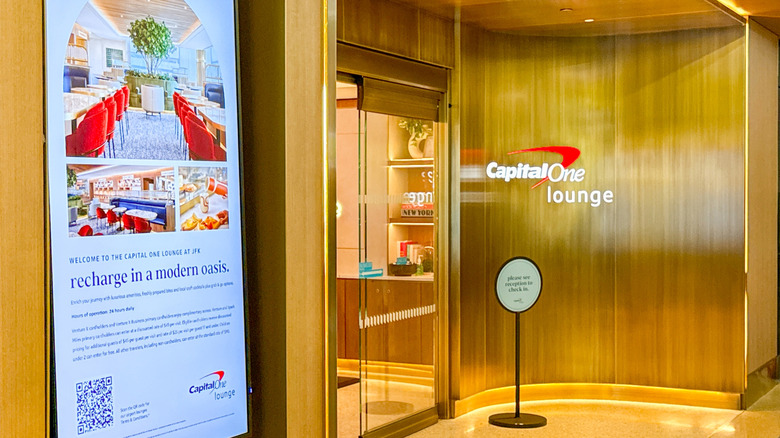 Entrance of a Capital One Lounge