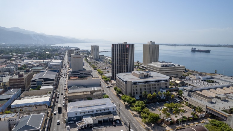 an aerial view of downtown Kingston, Jamaica