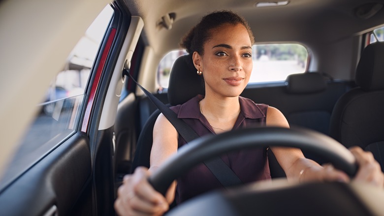 woman driving a car