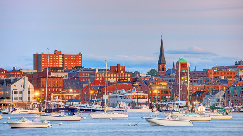 Boats in the harbor in Portland, Maine
