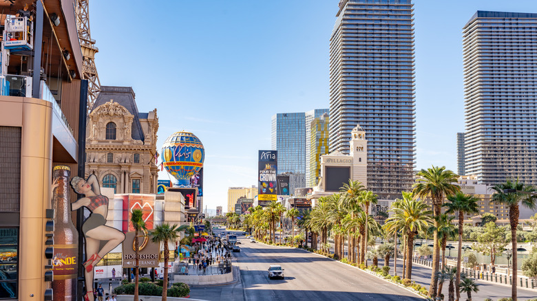 A view of the Las Vegas Strip with the Paris Hotel in the background