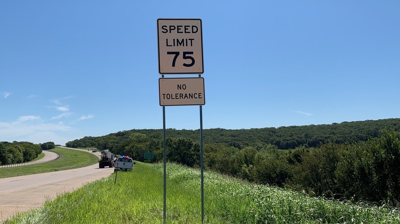 A speed limit sign in Oklahoma that says "No Tolerance"