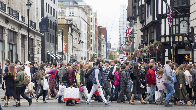 Crowds on Regent Street in London