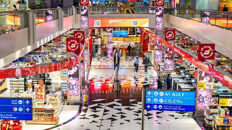 Shops and signs in Dubai Airport