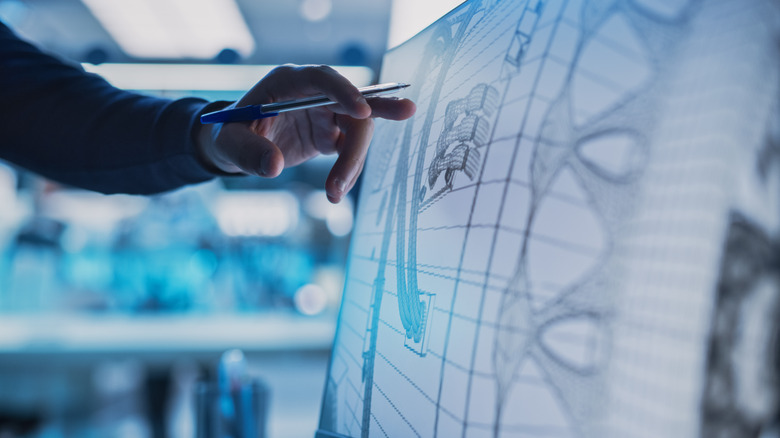 Engineer working on jet design
