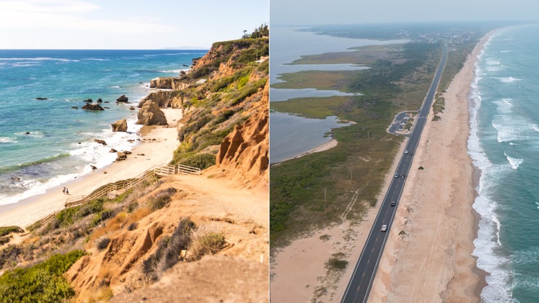 Matador Beach in California, left, and Hatteras, North Carolina, right